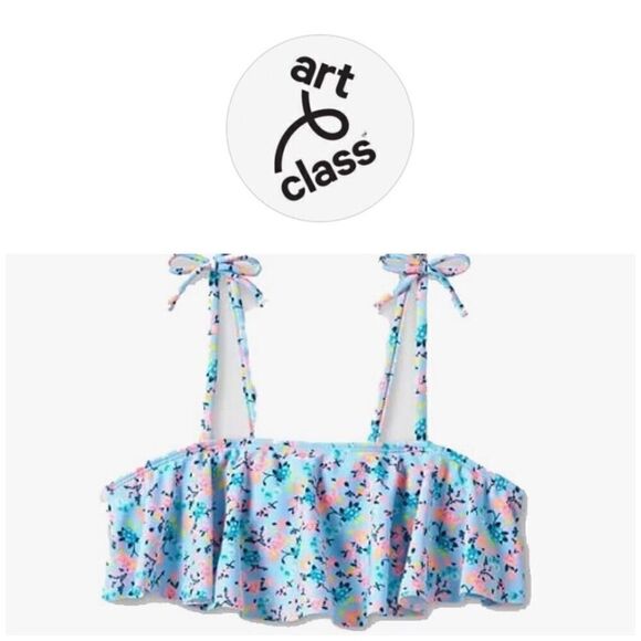 ART CLASS - NWT - Girls Sz XL (14-16) Daisy Dreams Floral Print Flounce Swim Top - Picture 1 of 11